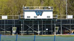 Field stands are seen at Westhill High School in Syracuse, New York.
