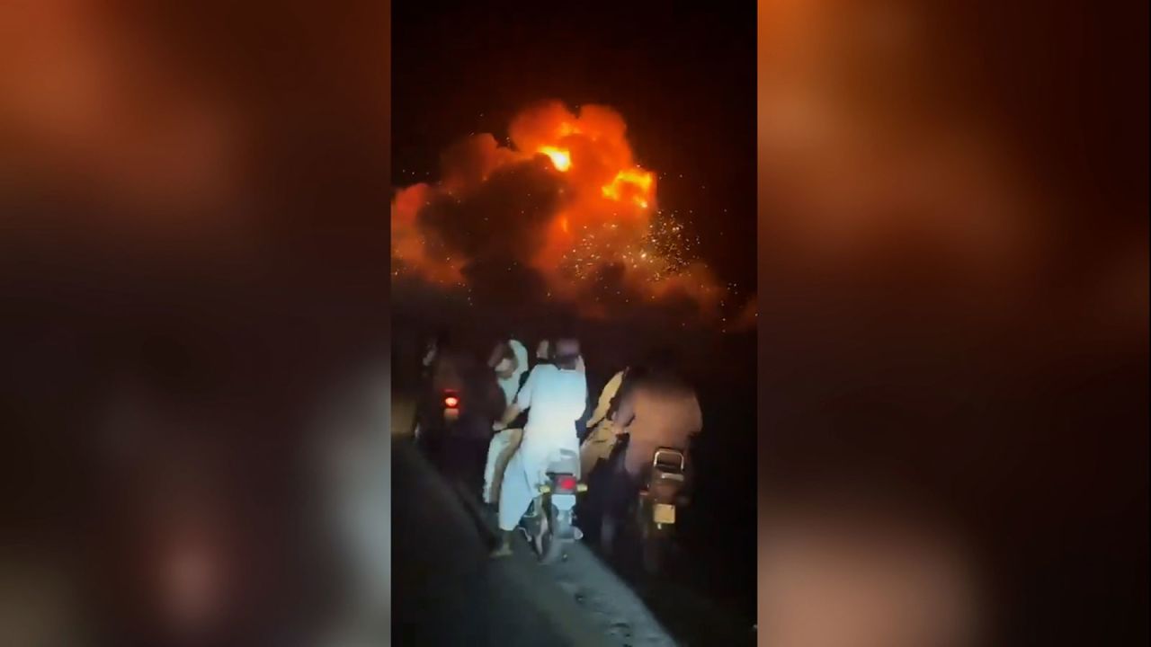 A frame from a video shared on social media shows the moment of strike in Bahawalpur, eastern Pakistan on Wednesday, May 7.