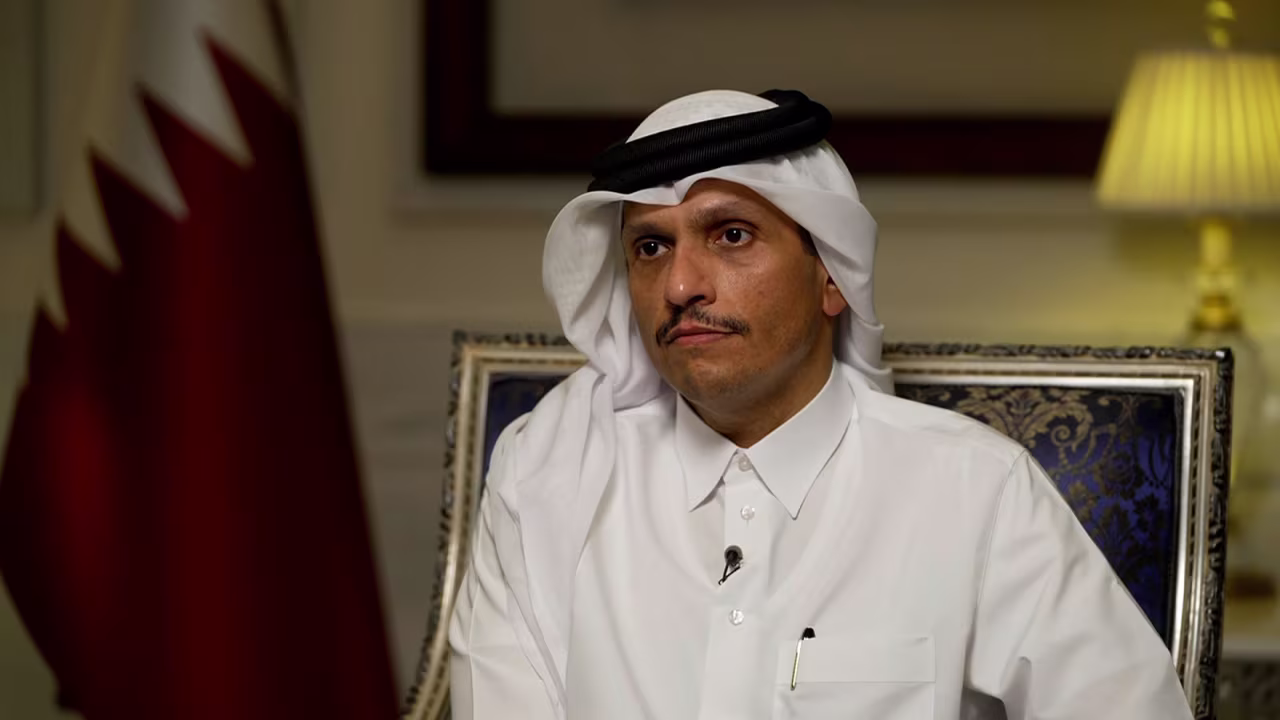 Qatar’s Prime Minister Mohammed bin Abdulrahman Al-Thani takes part in an interview with CNN's Becky Anderson.