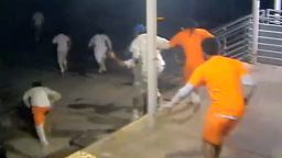 A still from surveillance video released by the Orleans Parish Sheriff's Office shows inmates escaping a New Orleans jail.