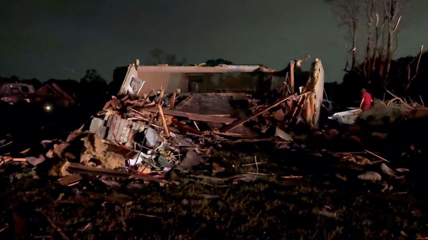 Extensive damage in the Sunshine Hills area of Laurel County, Kentucky, in the early hours of Saturday, following a possible tornado.