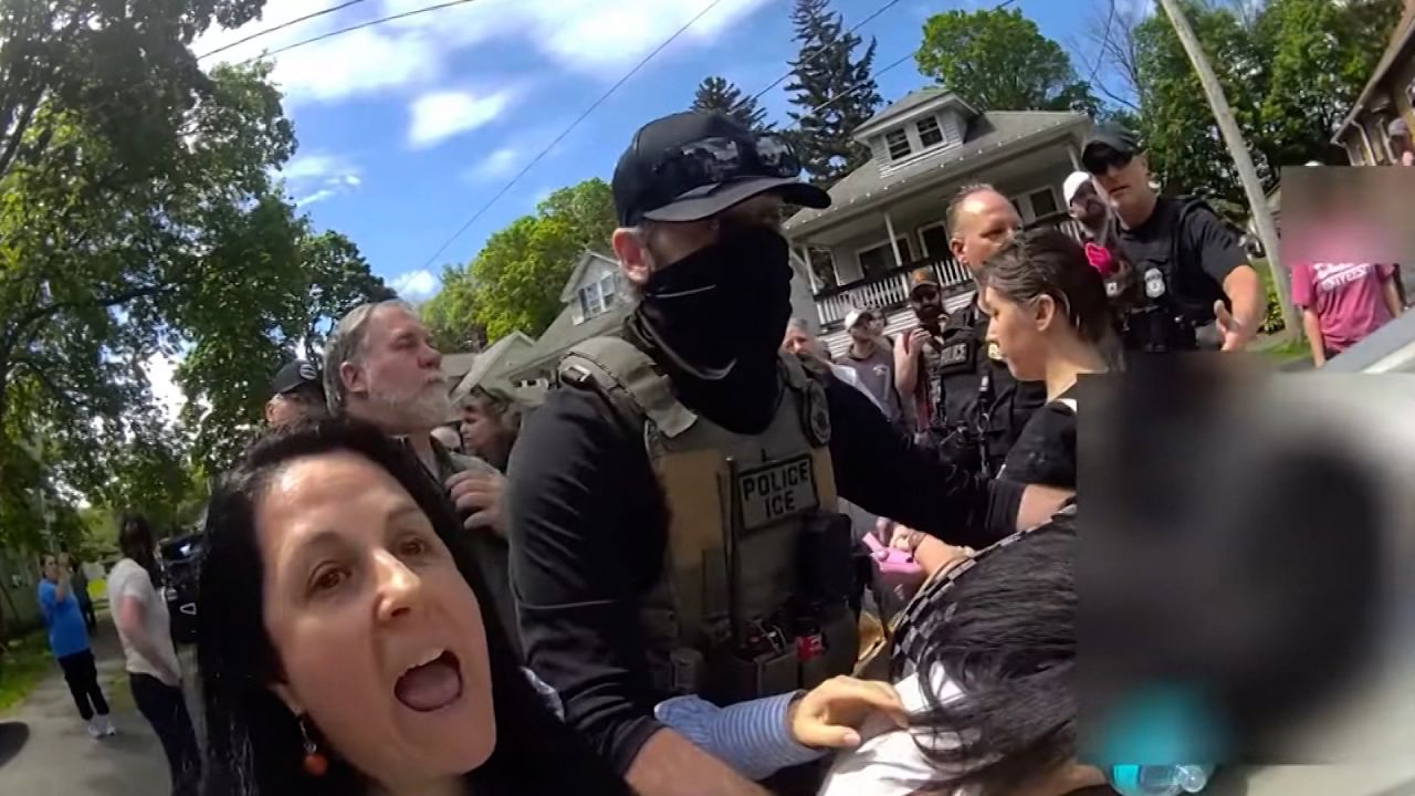 Bystanders in Worcester, Massachusettes, can be seen in local police bodycam footage trying to stop the arrest of a woman by ICE in early May, some residents even using their bodies to physically block the agent's vehicle.