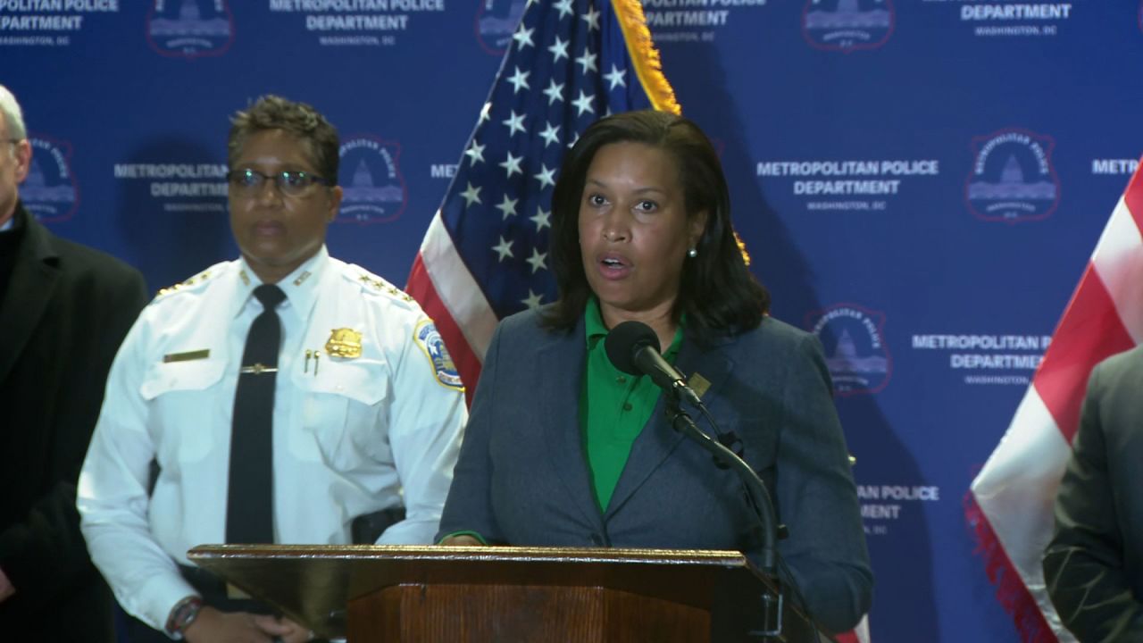 Washington, DC Mayor Muriel Bowser speaks at a press conference following the shooting.