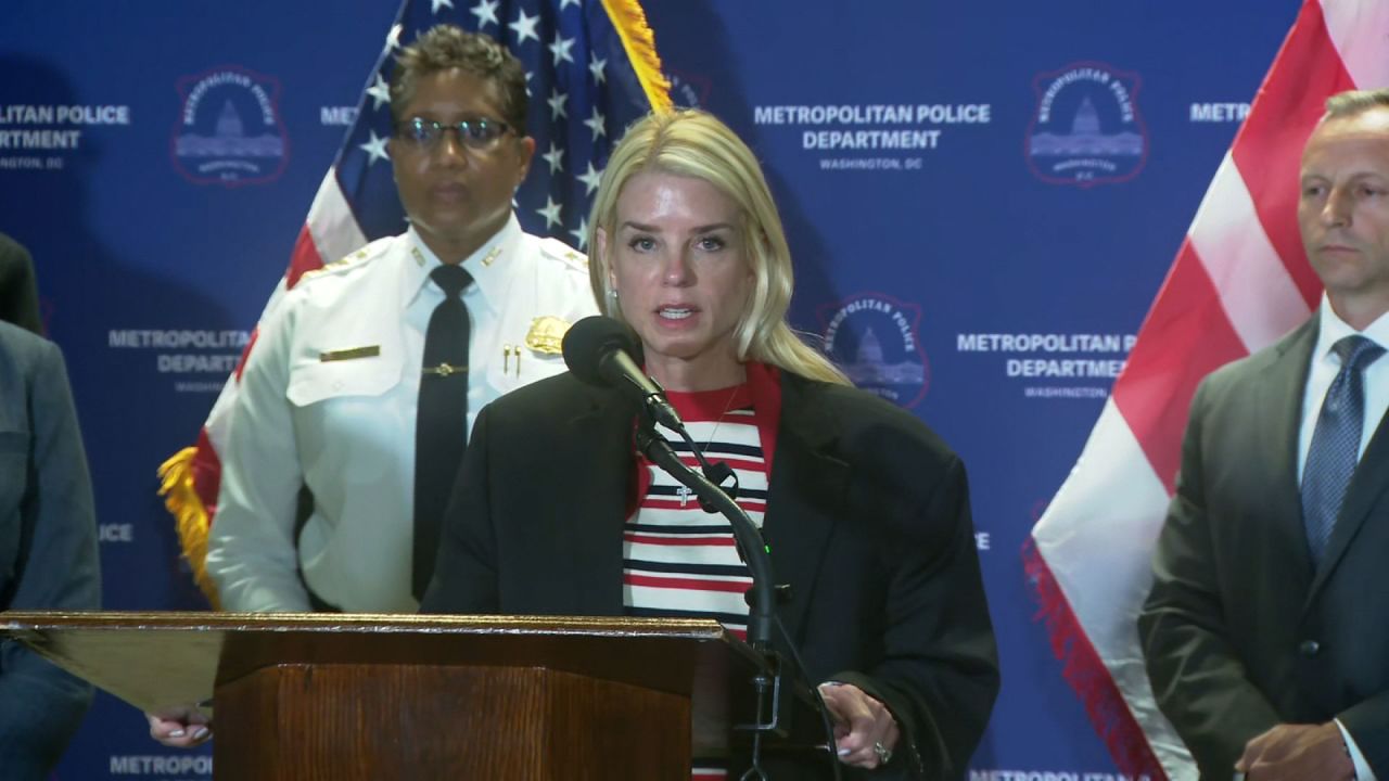 Attorney General Pam Bondi speaks at the press conference following the shooting.