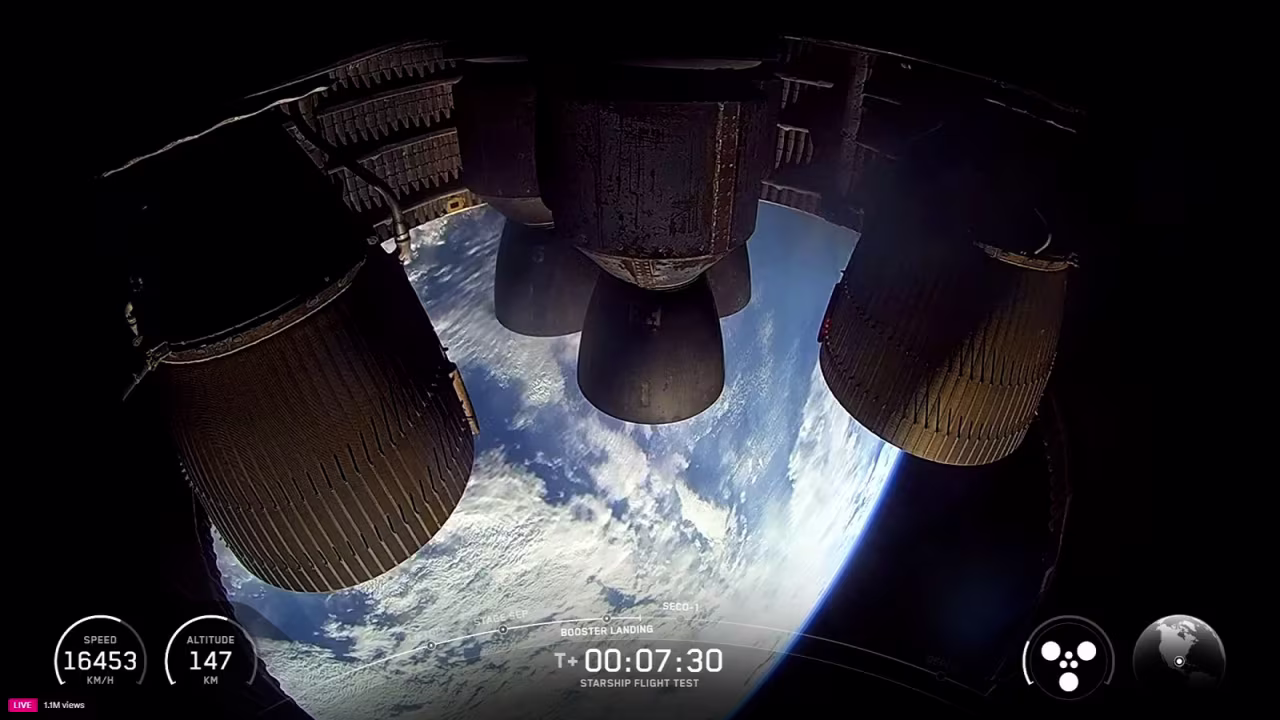 The earth can be seen past Starship's engines on Tuesday.