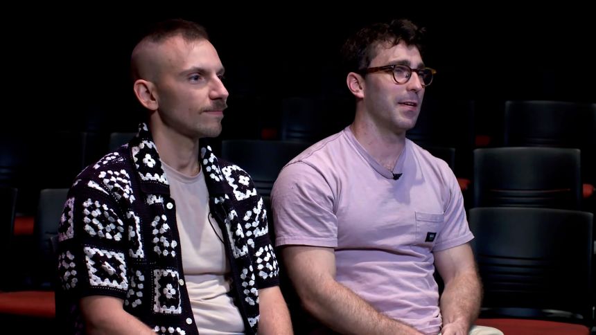 Caleb Zeringue, left, and Jonny Stein speak during an interview. They said it's not for them to decide what an audience may take from their show.