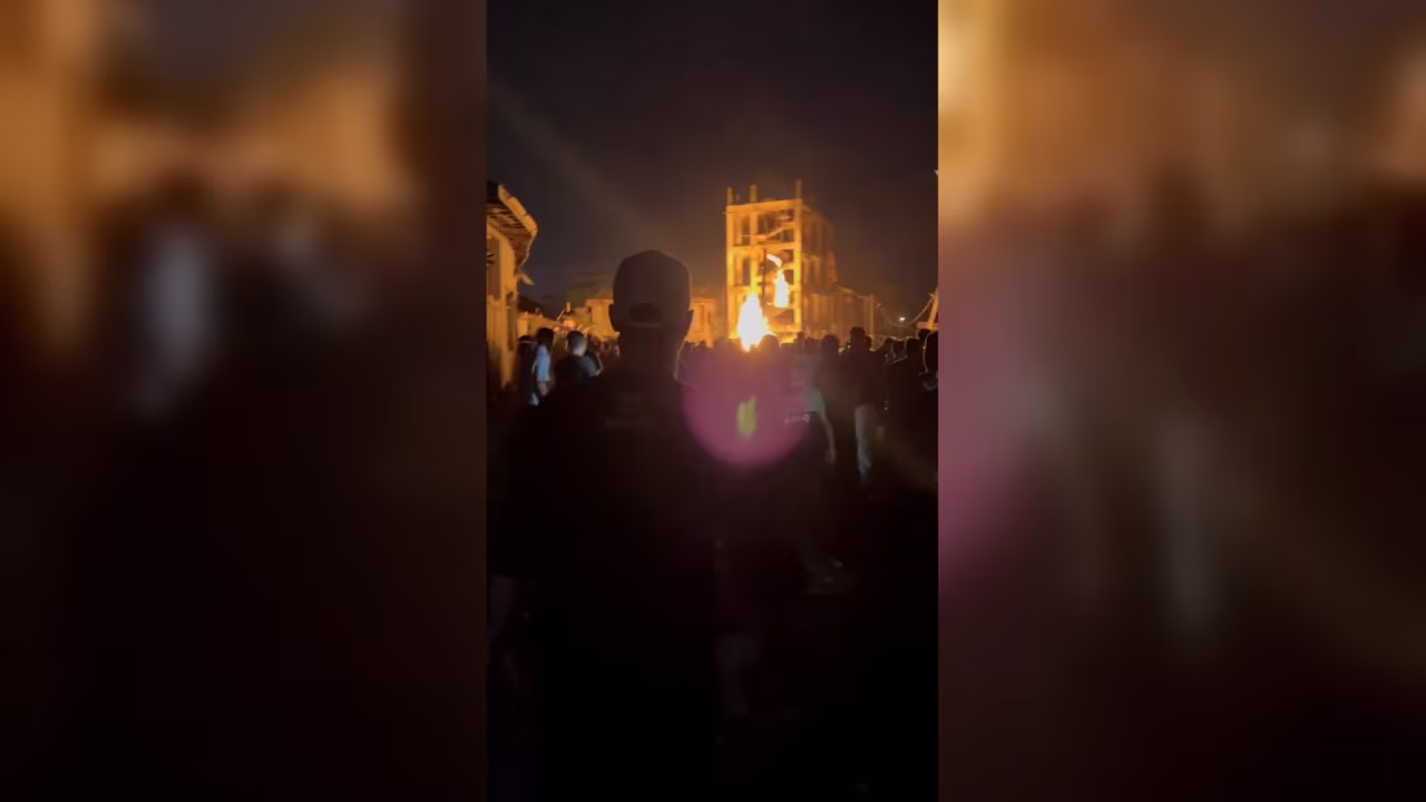 Video geolocated by CNN shows the aftermath of an Israeli strike in Astaneh-ye Ashrafiyeh, Gilan, in northern Iran. In the video, a crowd of people be seen gathering at the location of the strike with flames visible in the background.