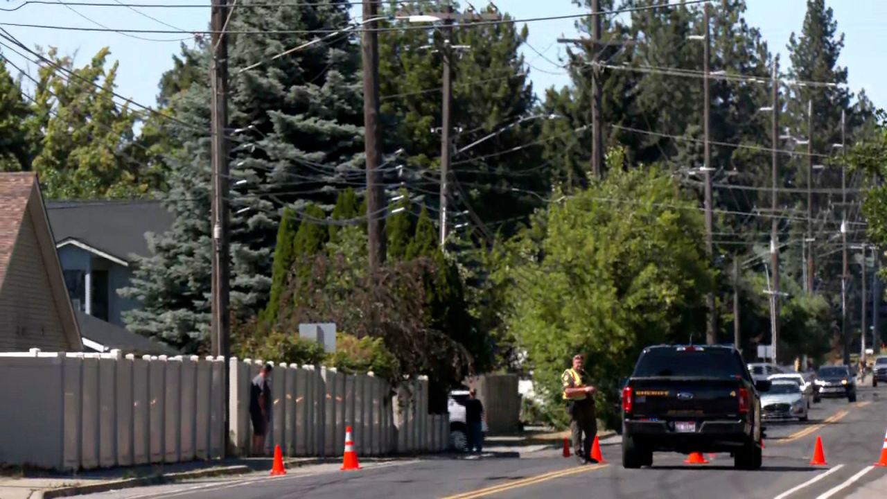 Law enforcement near the scene where firefighters were shot in Coeur d’Alene, Idaho, on Sunday, June 29.