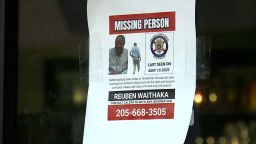 A missing poster for Reuben Waithaka is seen in Calera, Alabama, on June 17, 2025.