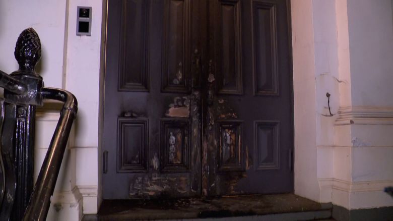 This screengrab taken from a video shows the aftermath of an arson attack on a synagogue in East Melbourne, Australia, on Friday, July 4, 2025.
