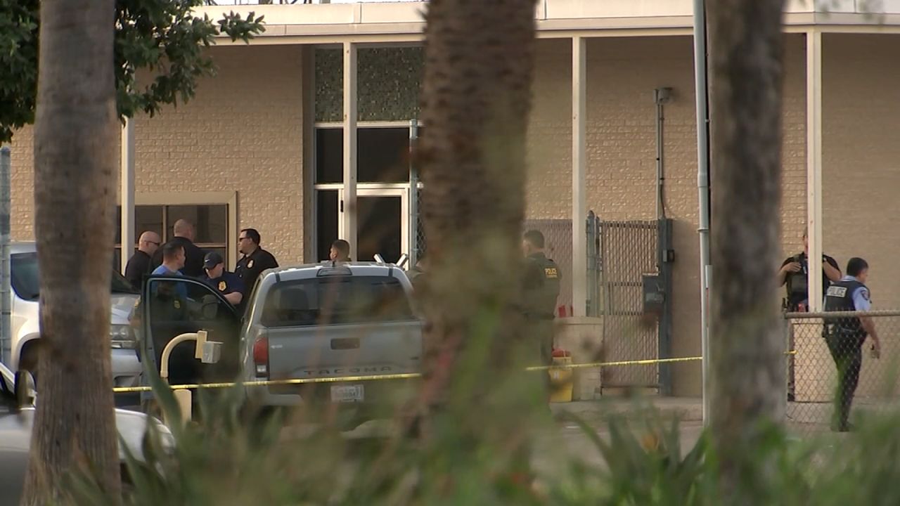 Police work at the scene of the shooting in McAllen, Texas, on Monday, July 7.