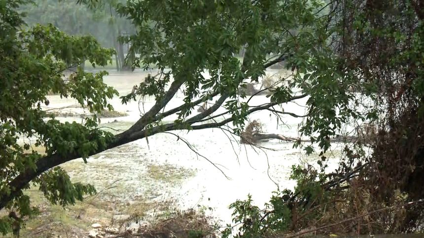 Rain in Louise Hays Park in Kerrville, Texas on Sunday, July 13.