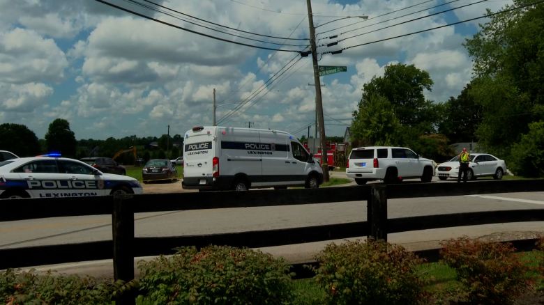 First responders arrive at the scene of a shooting in Lexington, Kentucky, on Sunday, July 13, 2025. 