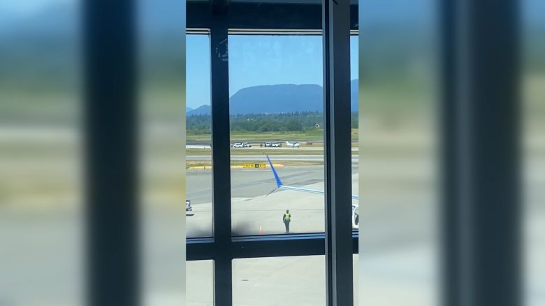 Police surround stone plane in Vancouver, Canada on July 15, 2025.