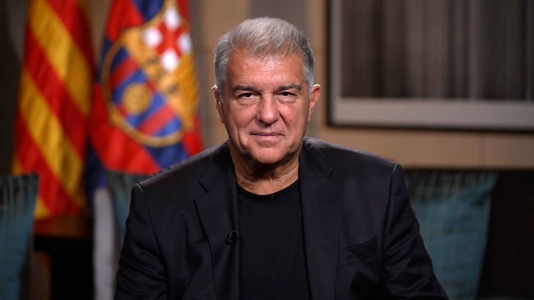  Barcelona president Joan Laporta is inteviewed by CNN Sports’ Amanda Davies on Wednesday, July 30.