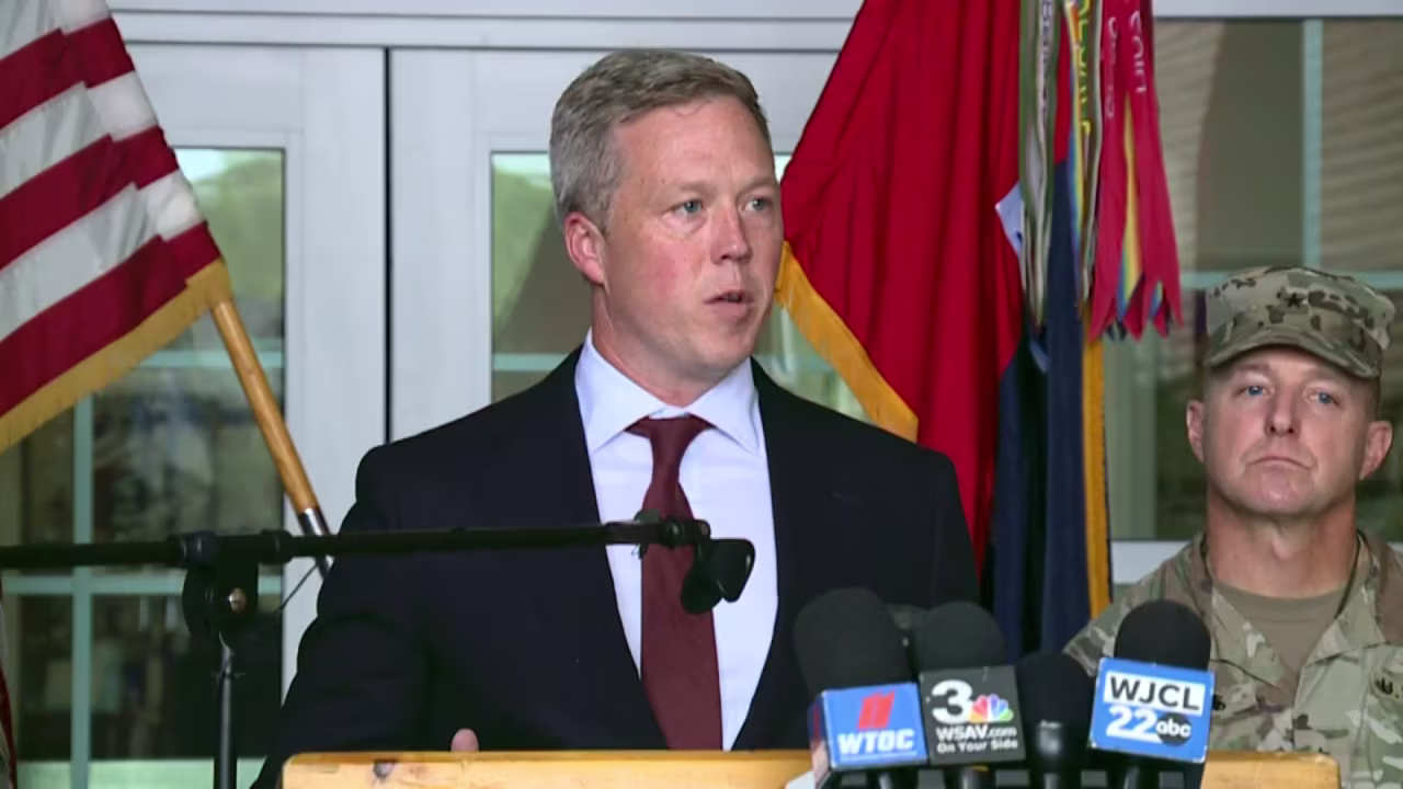 Secretary of the Army Dan Driscoll speaks during a press conference on the shooting at Fort Stewart in Georgia on Thursday.