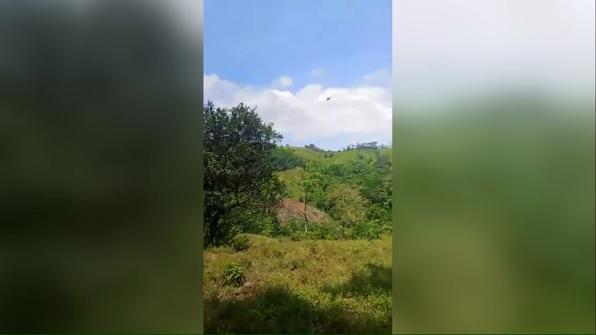 Antioquia Gov. Andrés Julián Rendón posted video on X that he says shows the Colombian National Police helicopter moments before it was shot down in the rural area of Amalfi.