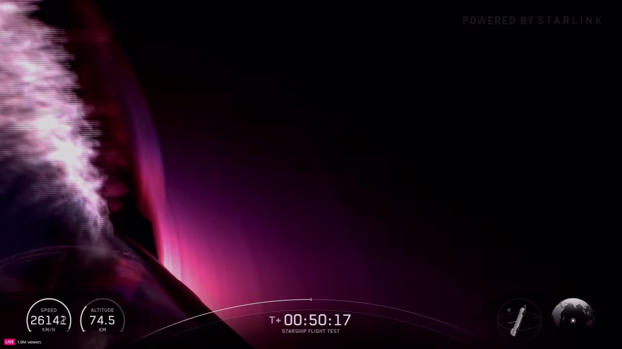 Plasma building up on Starship’s exterior.