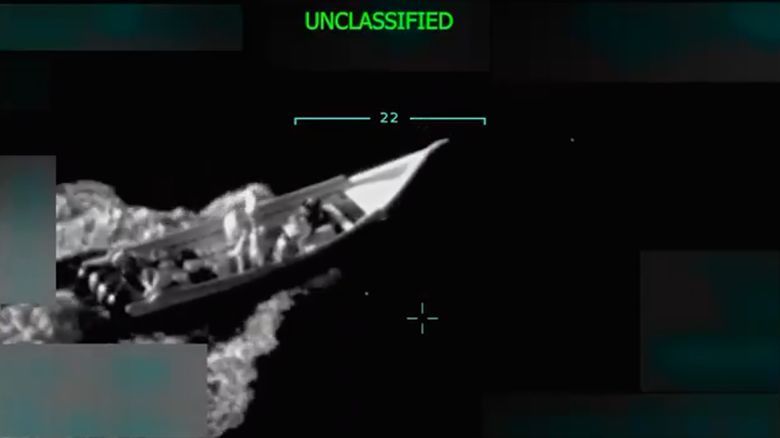 This screengrab of a video posted to Donald Trump’s Truth Social account on Tuesday, September 2, 2025, shows what Trump described as a Tren de Aragua boat carrying drugs from Venezuela, against which Trump ordered a strike.
