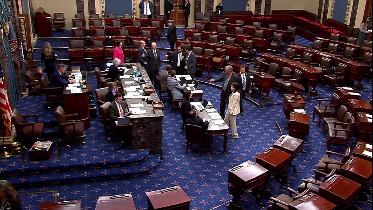Senators vote on a government funding proposal on Wednesday.