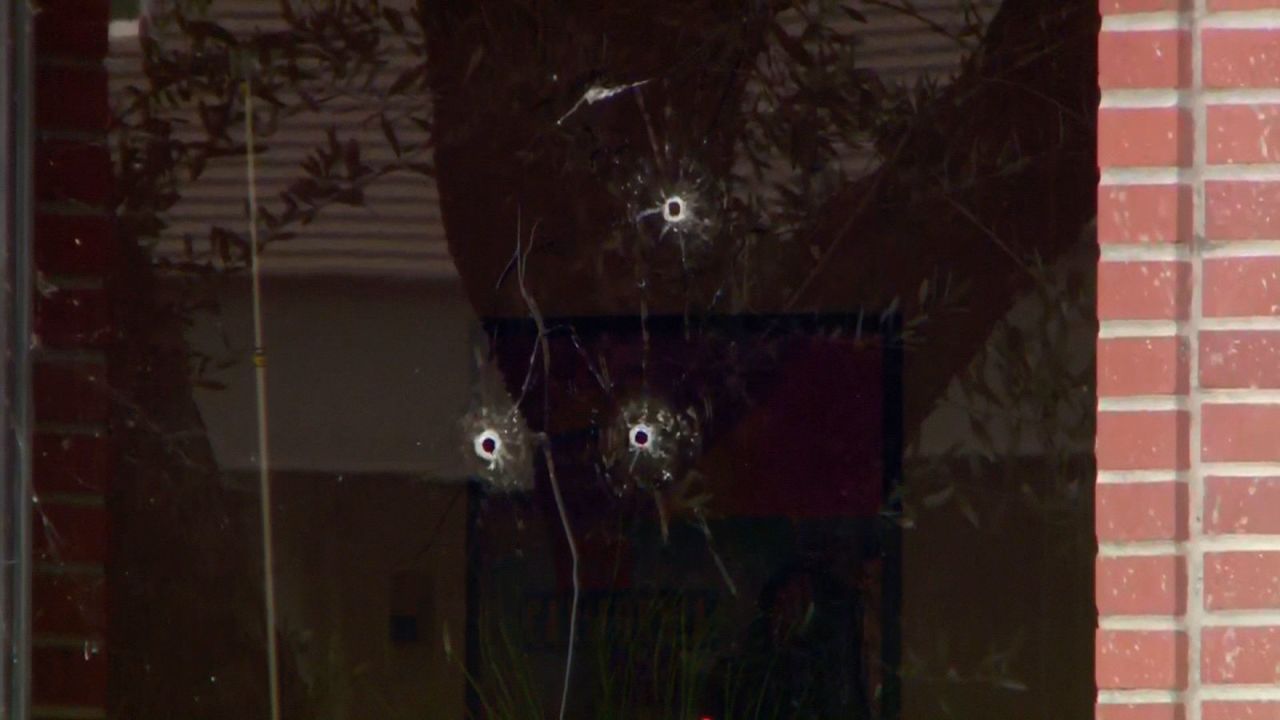 Damage is seen at KXTV, an ABC affiliate, where shots were reportedly fired on Friday, September 19, in Sacramento, California.