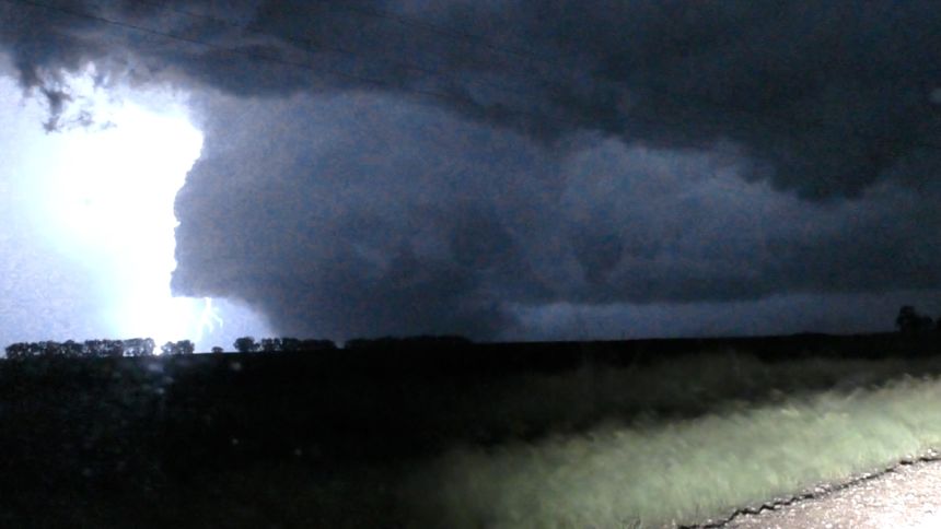 A powerful tornado roars near Enderlin, North Dakota, on June 20, 2025. Two tornadoes struck the area, including the first EF5 tornado in over a decade.