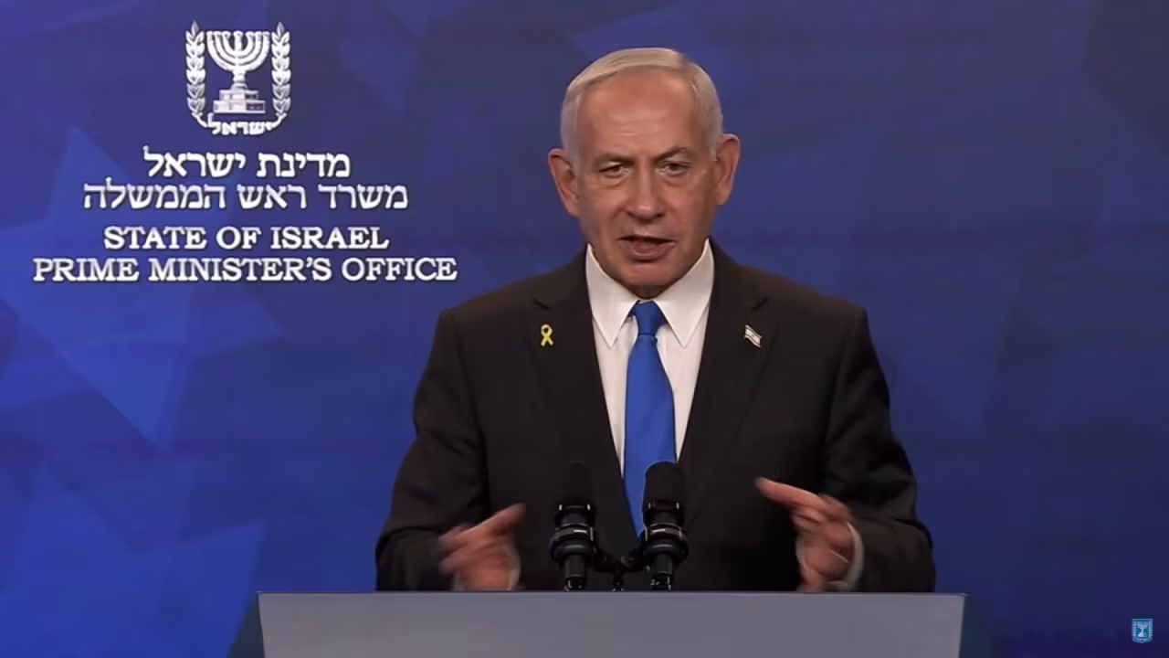 Israeli Prime Minister Benjamin Netanyahu speaks on Friday, October 10.