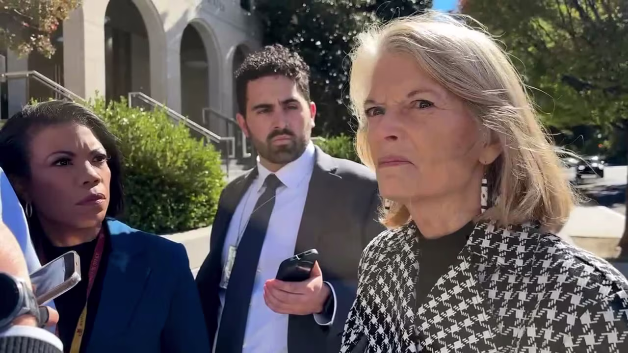 Sen. Lisa Murkowski speaks with reporters on Thursday.