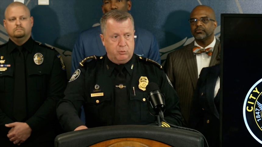 Atlanta Police Chief Darin Schierbaum speaks during a news conference on Monday.