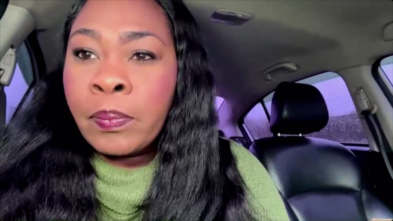 Natassia Wright talks to CNN from her car.