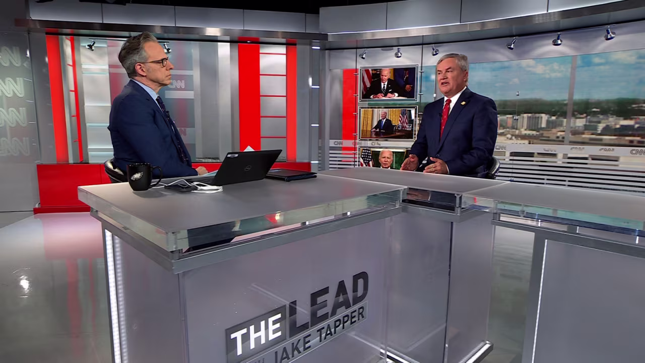 House Oversight Committee Chair James Comer talks with CNN's Jake Tapper on Tuesday.