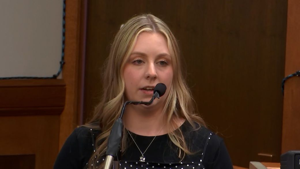 Abby Zwerner takes the stand in court in Newport News, Virginia, on Thursday during the civil trial stemming from her $40 million lawsuit against a former assistant principal.