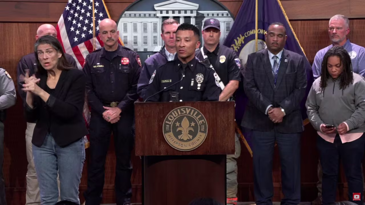 Louisville Metro Police Department chief Paul Humphrey speaks at a press conference in Louisville, Kentucky, on Tuesday.