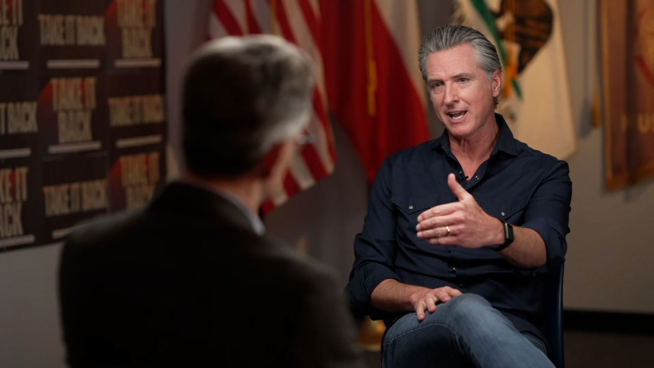 California Gov. Gavin Newsom speaks to CNN's Jake Tapper in an interview on November 8, 2025.