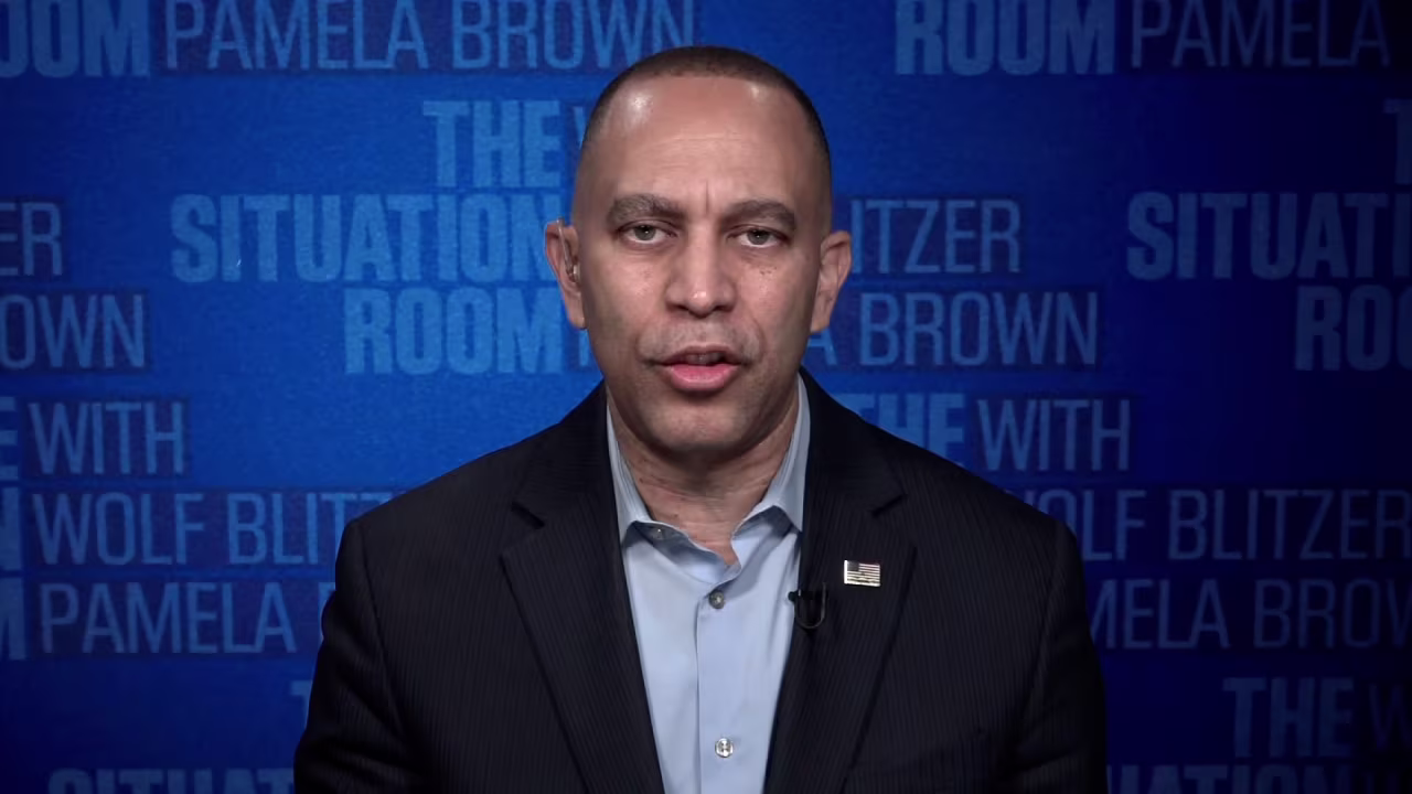 House Minority Leader Hakeem Jeffries speaks with CNN on Tuesday.