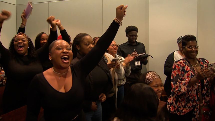 People react to the verdict in the case between Akira Montague and Brenay Kennard.