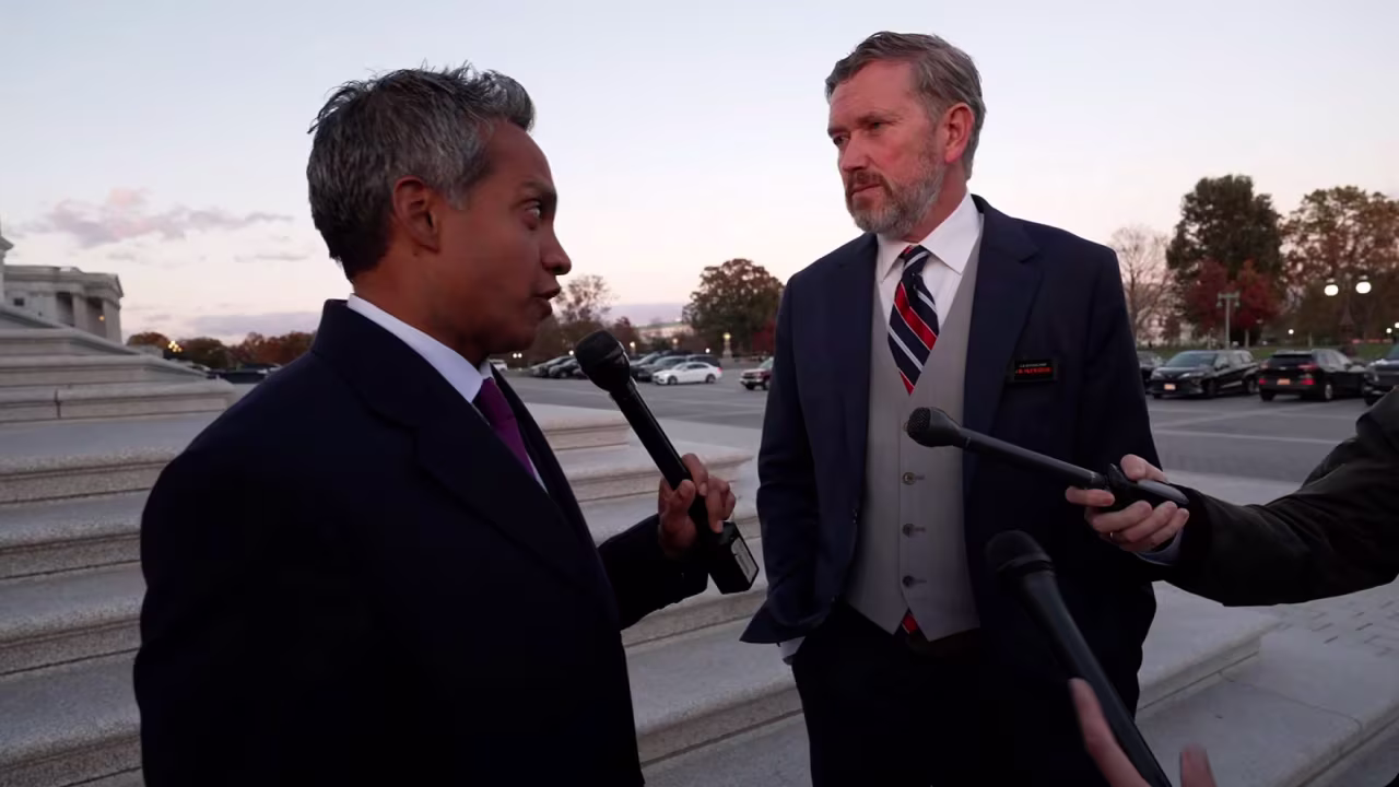 Rep. Thomas Massie, right, talks with CNN's Manu Raju on Wednesday.