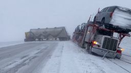 Video shows several semi-trucks piled up on I-94 in Clay County, Minnesota, on Tuesday, November 25.