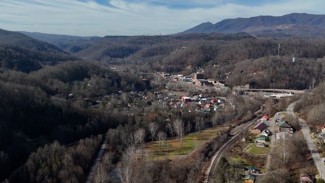 An aerial view of Appalachia, Virginia.