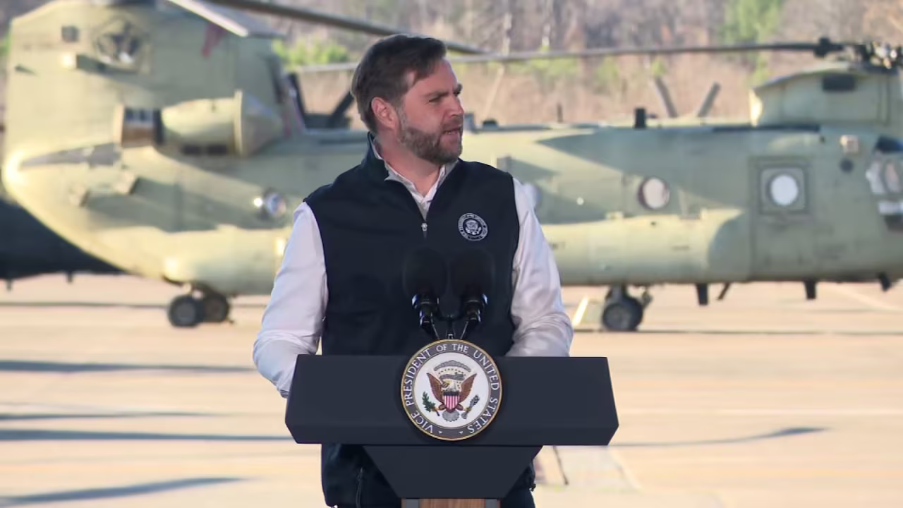 Vice President JD Vance speaks to members of the US military at Fort Campbell in Kentucky, on Wednesday.