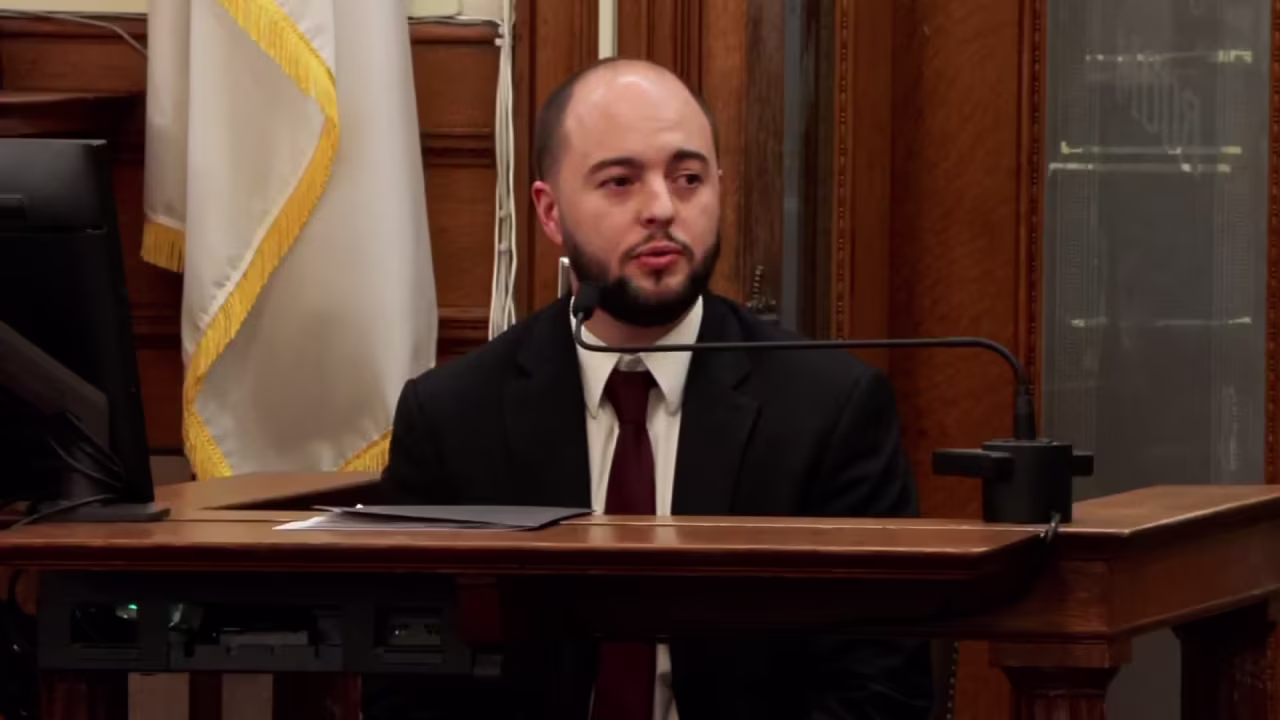 Davis Gould testifies during Brian Walshe's murder trial on Wednesday.