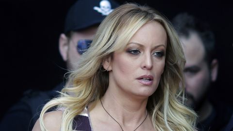 Adult film actress Stormy Daniels arrives at the adult entertainment fair "Venus" in Berlin, in October 2018.