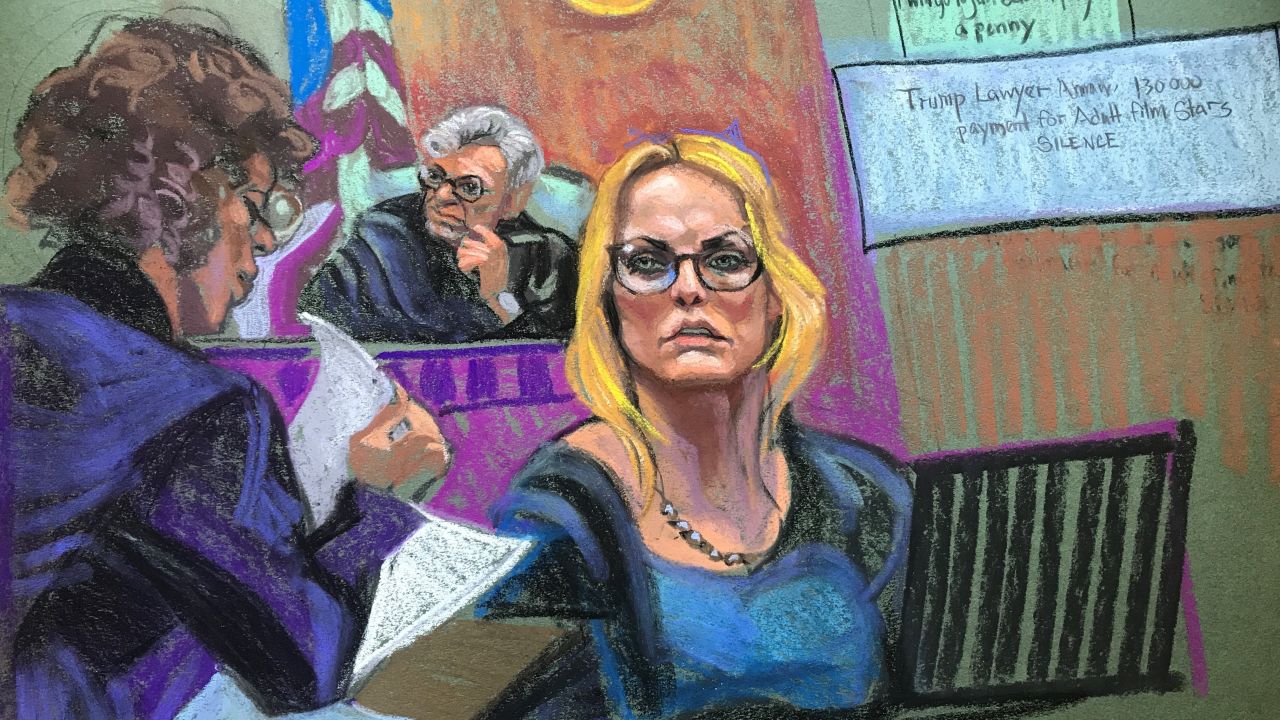 Stormy Daniels is questioned during court proceedings on Tuesday, May 7.