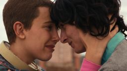 Millie Bobby Brown as Eleven and Finn Wolfhard as Mike Wheeler in "Stranger Things."