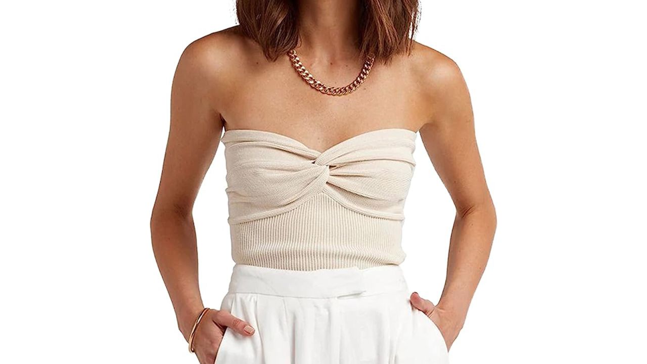 Women Off-Shoulder Knitted Tube Top Strapless Solid Ribbed Cotton Bandeau  Cami Vest Tank Crop Top