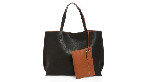 Street Level Reversible Faux Leather Tote & Wristlet