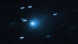 Hubble captured this image of the interstellar comet 3I/ATLAS on July 21, 2025, when the comet was 277 million miles from Earth. Hubble shows that the comet has a teardrop-shaped cocoon of dust coming off its solid, icy nucleus. 