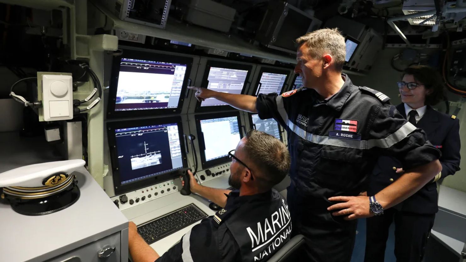 El submarino nuclear "Suffren" en Cherburgo, noroeste de Francia, fotografiado el 12 de julio de 2019.