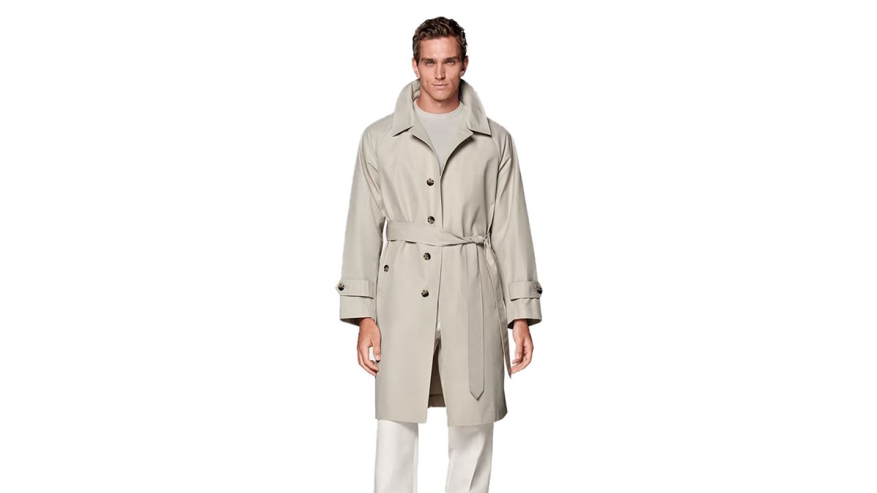 suit supply sand belted trench coat cnnu