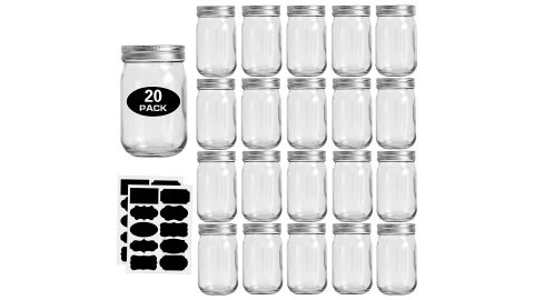 12-Ounce Glass Jars With Lids Regular Mouth 20-Pack